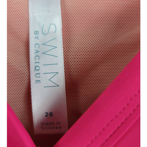 Cacique Swim Pink Ruffle Lightly Lined No Underwire Tanktni Women's 26 - Picture 4 of 5